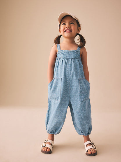 Dsiney Kidz - Blue Floral Ditsy Denim Jumpsuit (3mths-7yrs) image 1