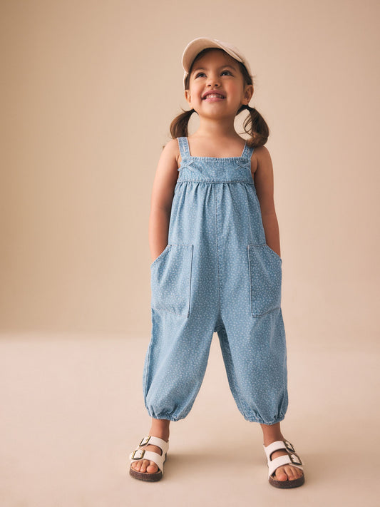 Dsiney Kidz - Blue Floral Ditsy Denim Jumpsuit (3mths-7yrs) image 1
