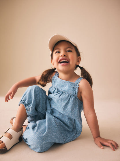 Dsiney Kidz - Blue Floral Ditsy Denim Jumpsuit (3mths-7yrs) image 2