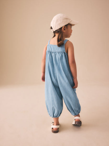 Dsiney Kidz - Blue Floral Ditsy Denim Jumpsuit (3mths-7yrs) image 3