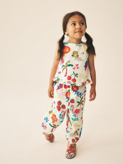 Bright Summer Tropical Print Top & Cuffed Trousers Set (3mths-7yrs) image 1
