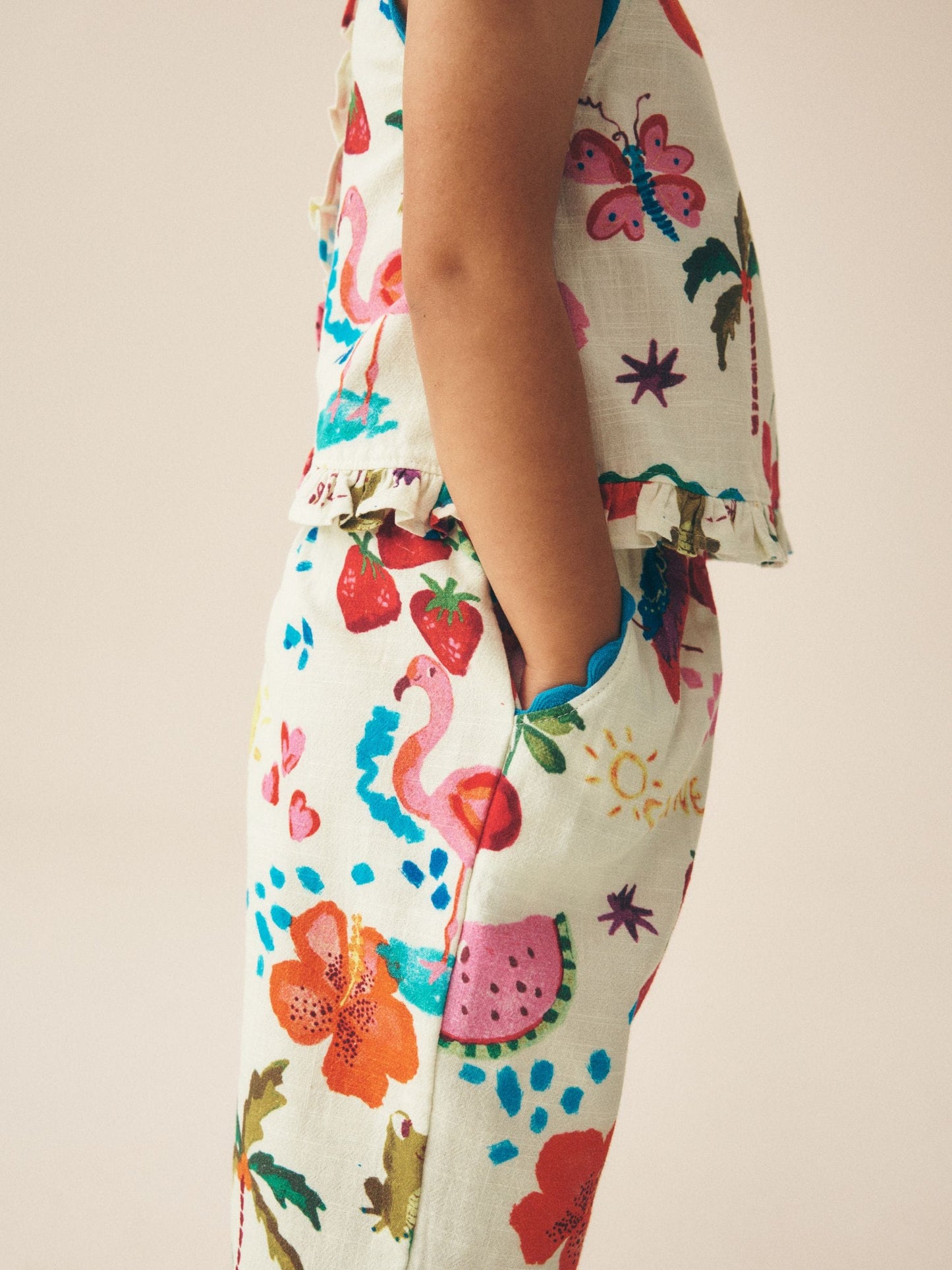 Bright Summer Tropical Print Top & Cuffed Trousers Set (3mths-7yrs) image 4