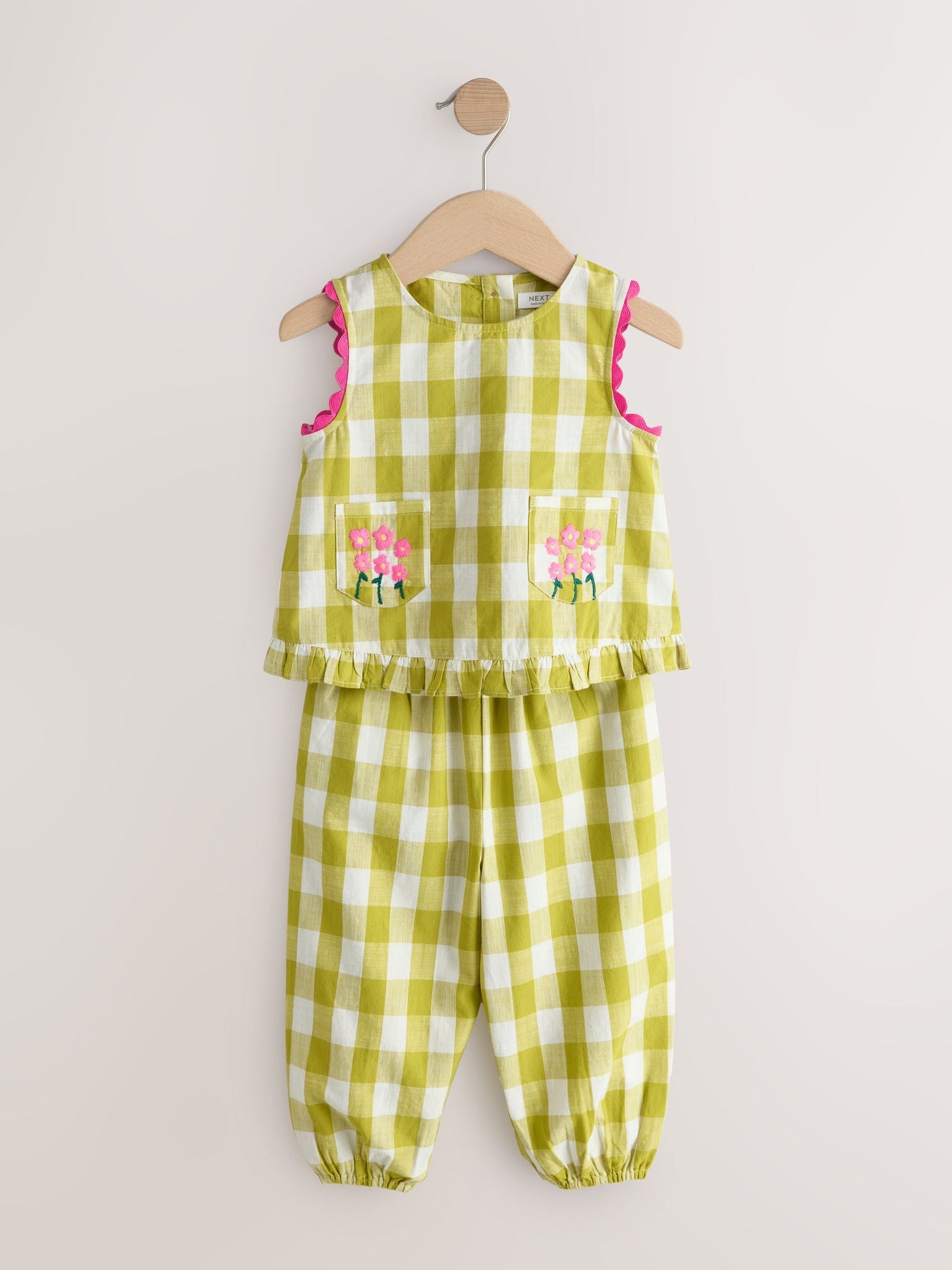 Olive Green Gingham Top & Cuffed Trousers Set (3mths-7yrs) image 5