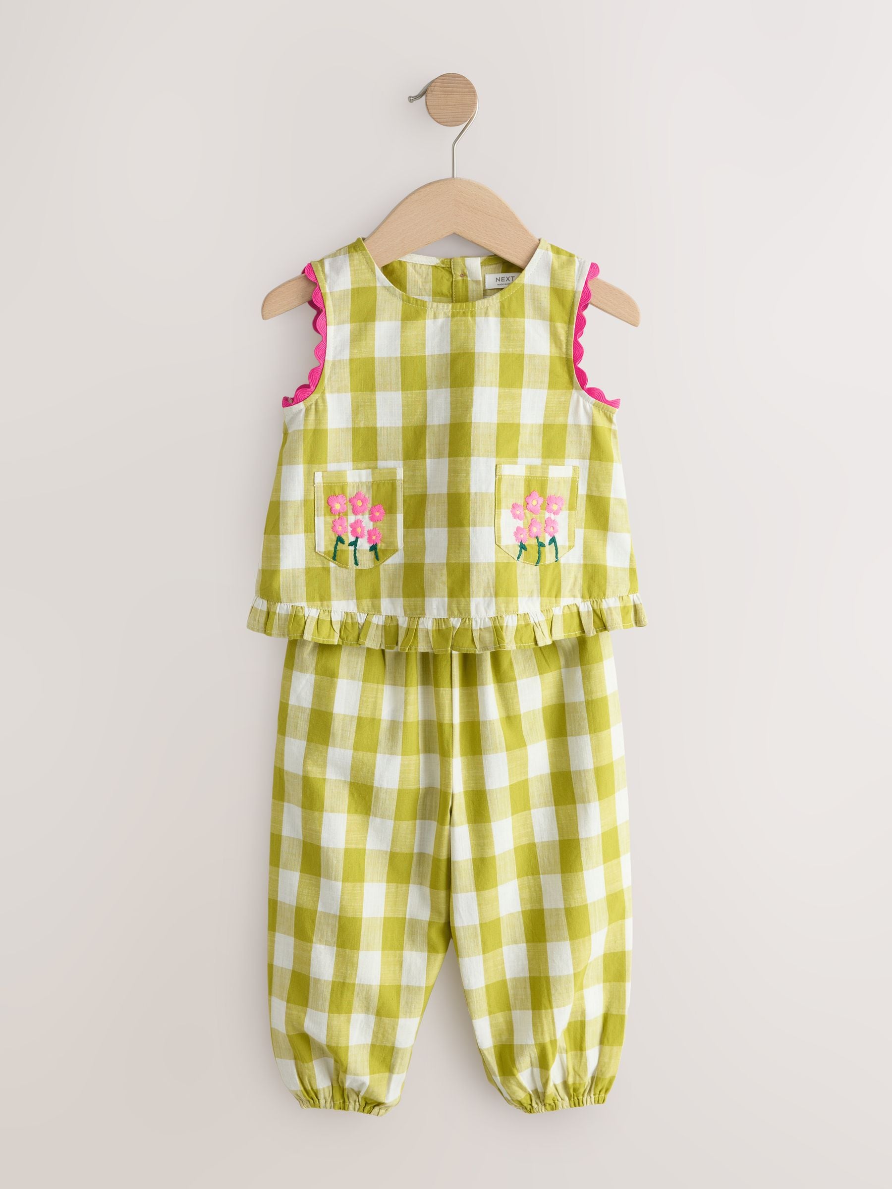 Olive Green Gingham Top & Cuffed Trousers Set (3mths-7yrs) image 5
