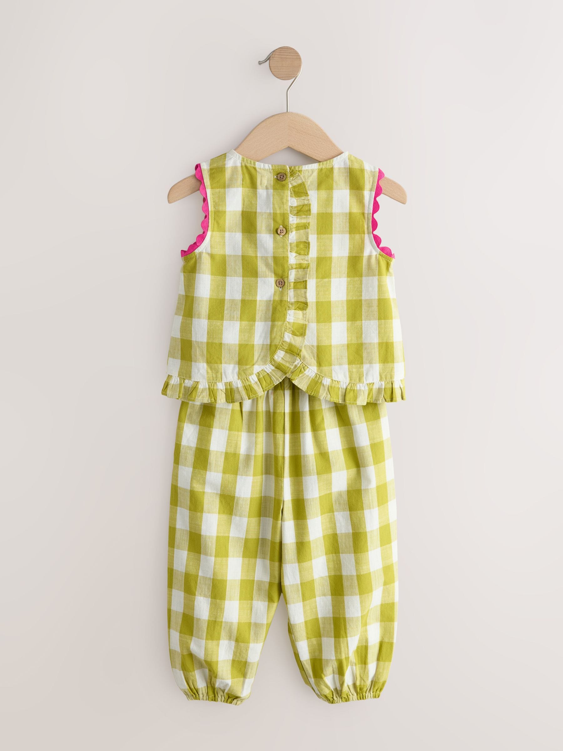 Olive Green Gingham Top & Cuffed Trousers Set (3mths-7yrs) image 6