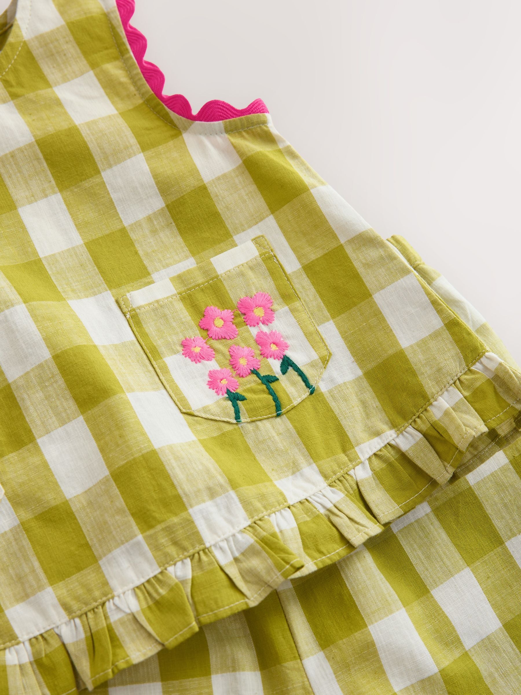 Olive Green Gingham Top & Cuffed Trousers Set (3mths-7yrs) image 7