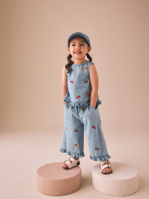 Dsiney Kidz - Fruit Embroidered Denim Top & Trousers Set (3mths-7yrs) image 1