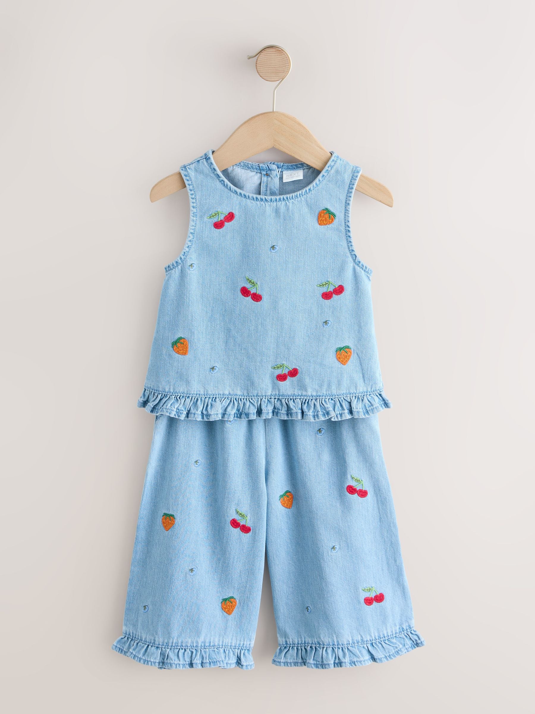 Fruit Embroidered Denim Top & Trousers Set (3mths-7yrs) image 5