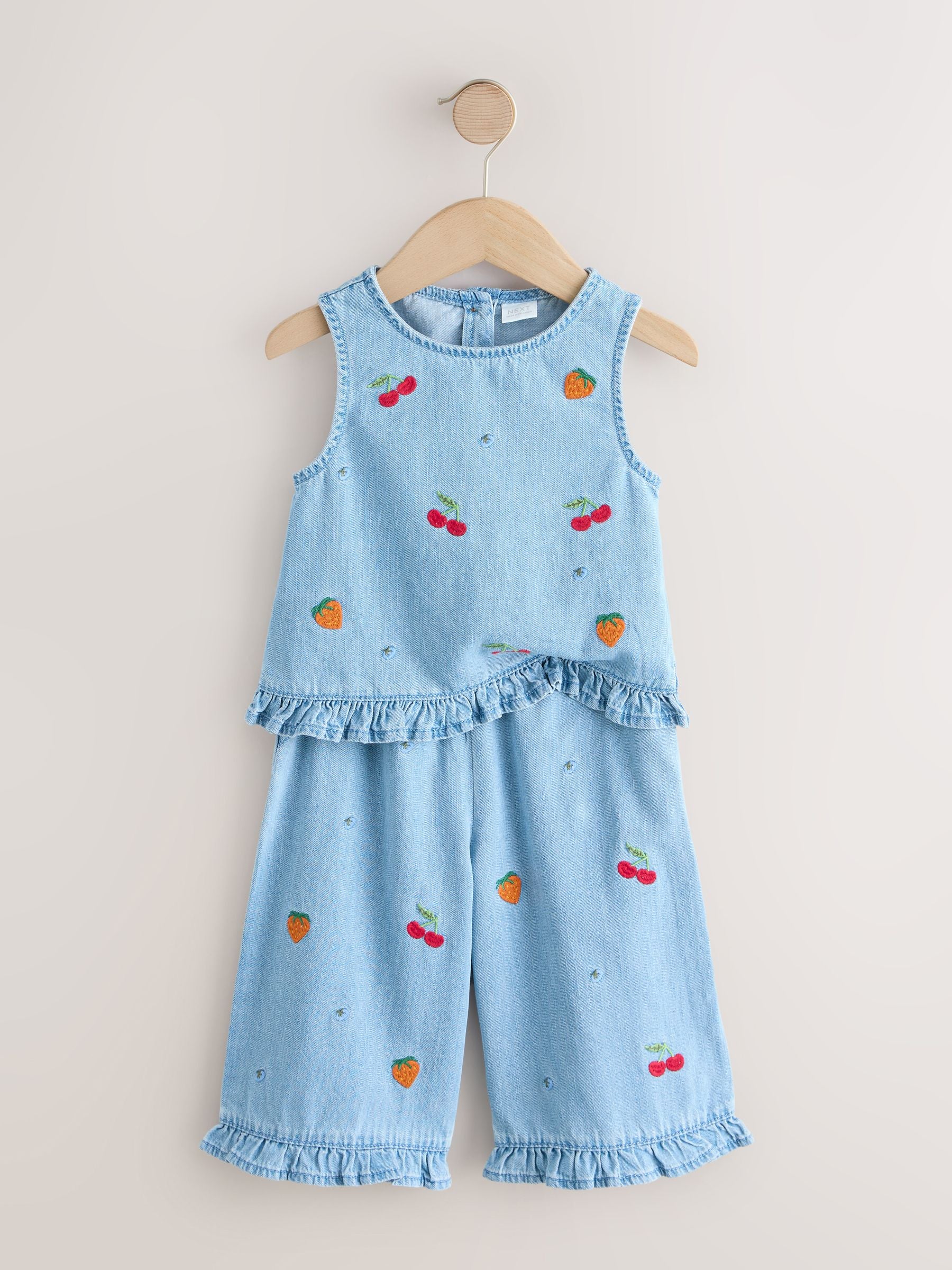 Fruit Embroidered Denim Top & Trousers Set (3mths-7yrs) image 6