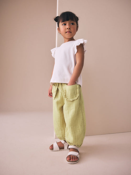 Khaki Green Pull On Trousers (3mths-7yrs) image 1