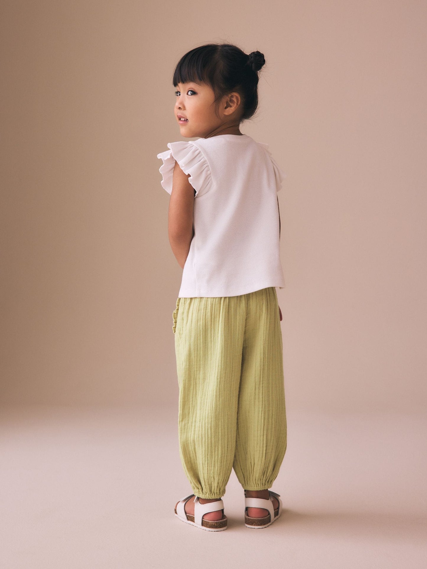 Khaki Green Pull On Trousers (3mths-7yrs) image 3