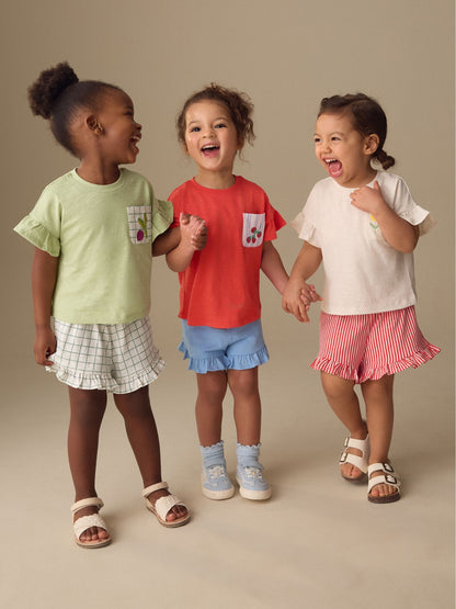Red/Green Top & Shorts Set 3 Pack (3mths-7yrs) image 1