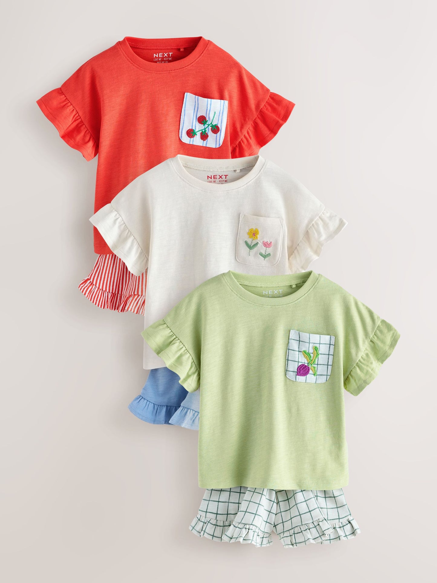 Red/Green Top & Shorts Set 3 Pack (3mths-7yrs) image 6