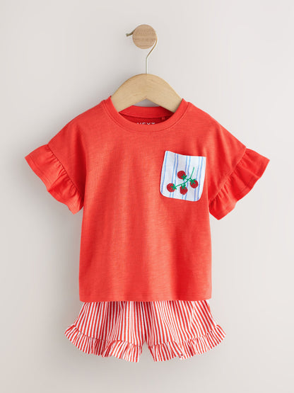 Red/Green Top & Shorts Set 3 Pack (3mths-7yrs) image 7