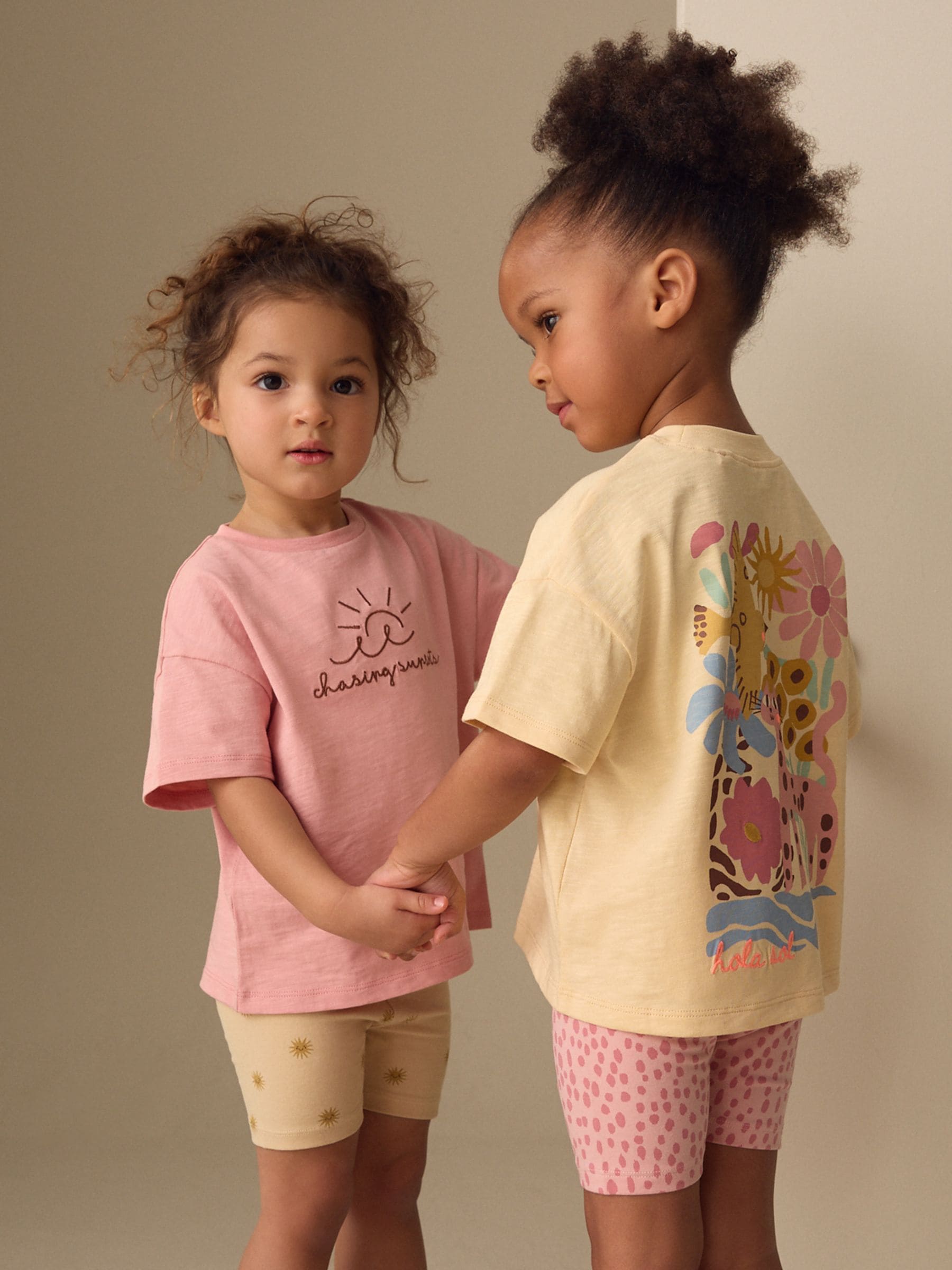 Pink/Yellow Top & Cycle Shorts Set 2 Pack (3mths-7yrs) image 1