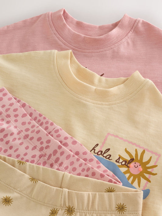 Pink/Yellow Top & Cycle Shorts Set 2 Pack (3mths-7yrs) image 3