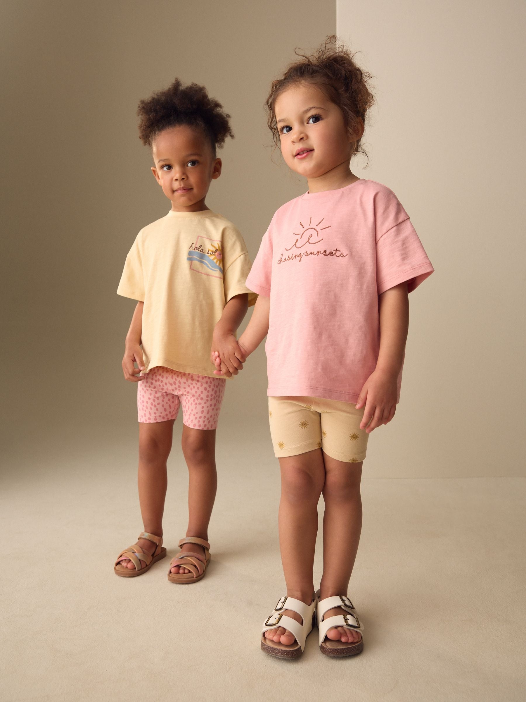 Pink/Yellow Top & Cycle Shorts Set 2 Pack (3mths-7yrs) image 2