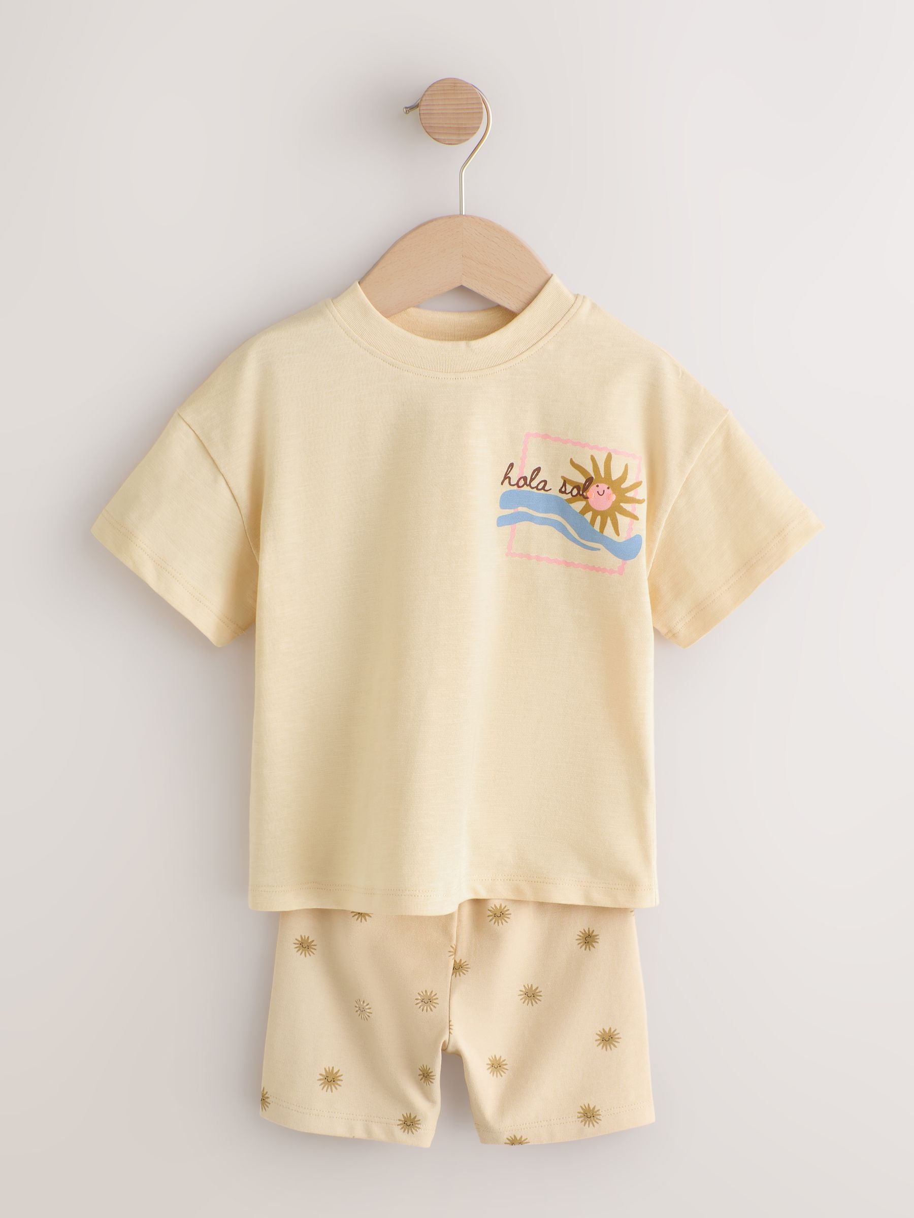 Pink/Yellow Top & Cycle Shorts Set 2 Pack (3mths-7yrs) image 7
