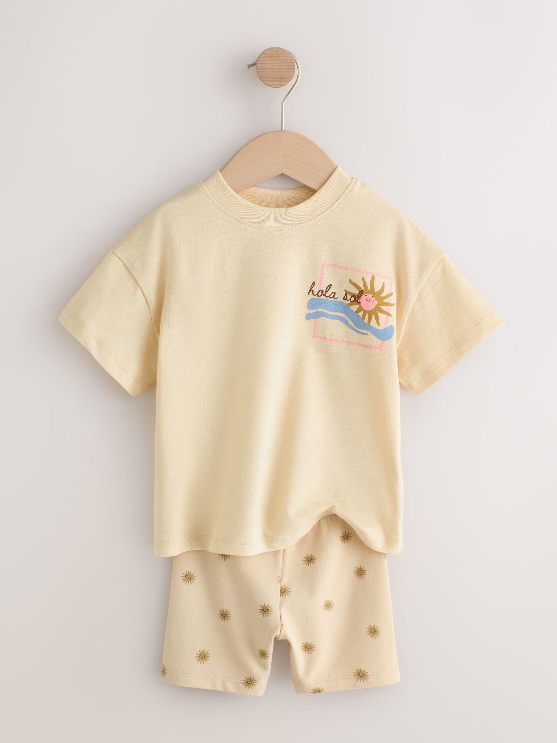 Pink/Yellow Top & Cycle Shorts Set 2 Pack (3mths-7yrs) image 8