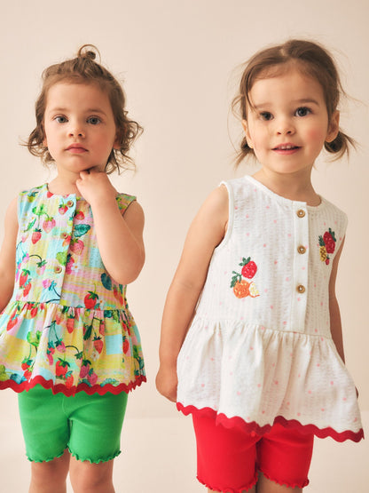Red/Green Strawberry Vest and Shorts Set 2 Pack (3mths-7yrs) image 1