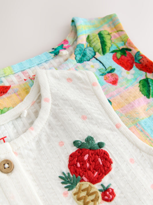 Red/Green Strawberry Vest and Shorts Set 2 Pack (3mths-7yrs) image 3