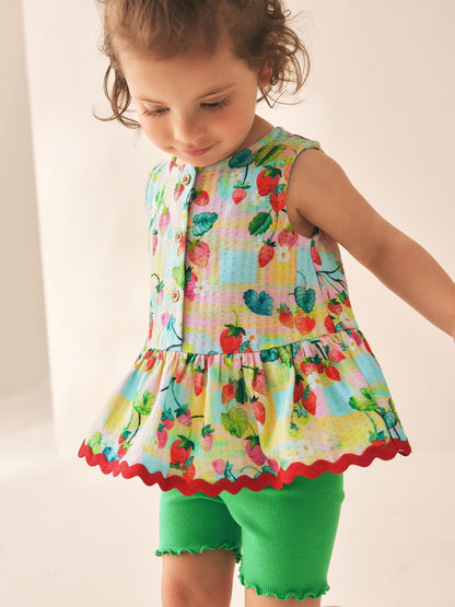 Red/Green Strawberry Vest and Shorts Set 2 Pack (3mths-7yrs) image 3