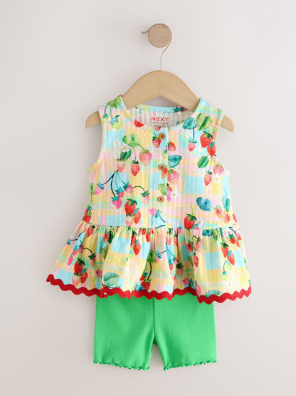 Red/Green Strawberry Vest and Shorts Set 2 Pack (3mths-7yrs) image 8