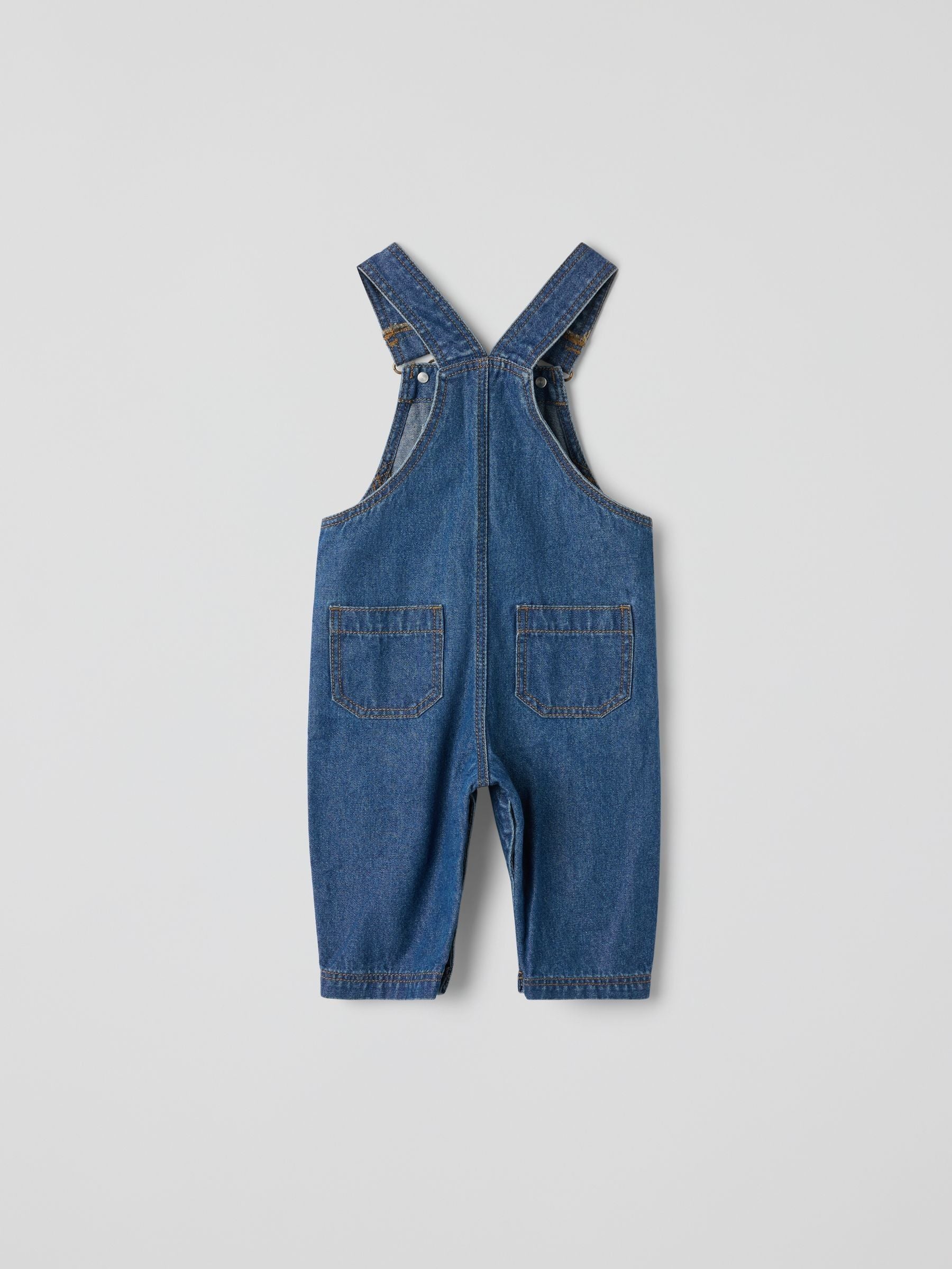 Polarn O. Pyret Blue Cotton Denim Dungarees image 3