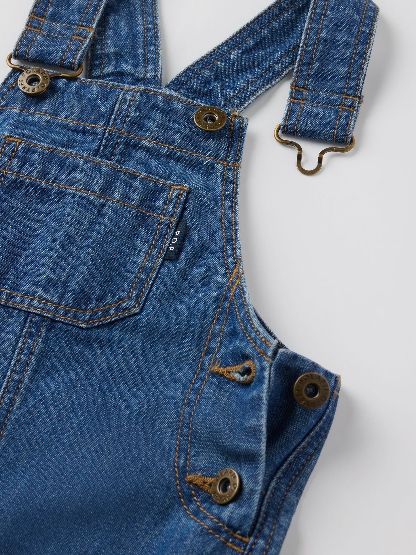 Polarn O. Pyret Blue Cotton Denim Dungarees image 4