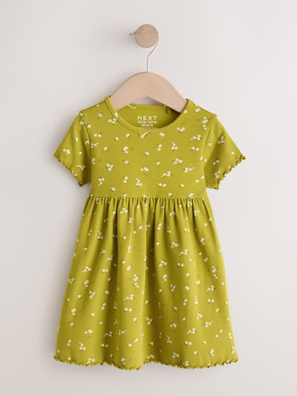 Olive Green Short Sleeve Ribbed Dress (3mths-7yrs) image 5