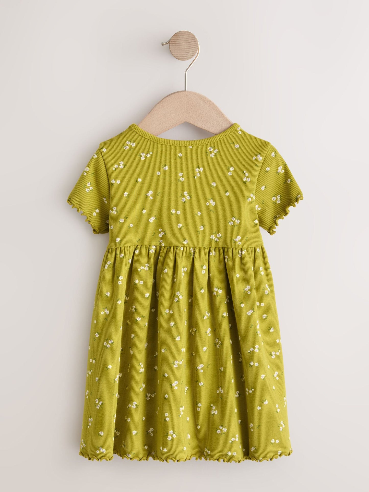 Olive Green Short Sleeve Ribbed Dress (3mths-7yrs) image 6