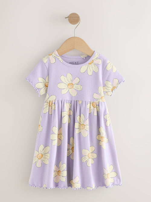 Dsiney Kidz - Lilac Daisy Short Sleeve Ribbed Dress (3mths-7yrs) image 1