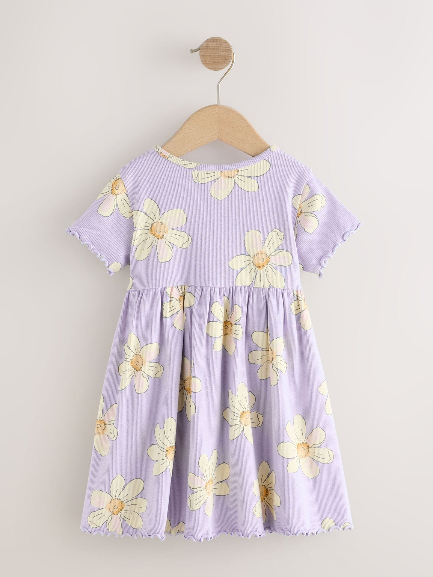 Lilac Daisy Short Sleeve Ribbed Dress (3mths-7yrs) image 2