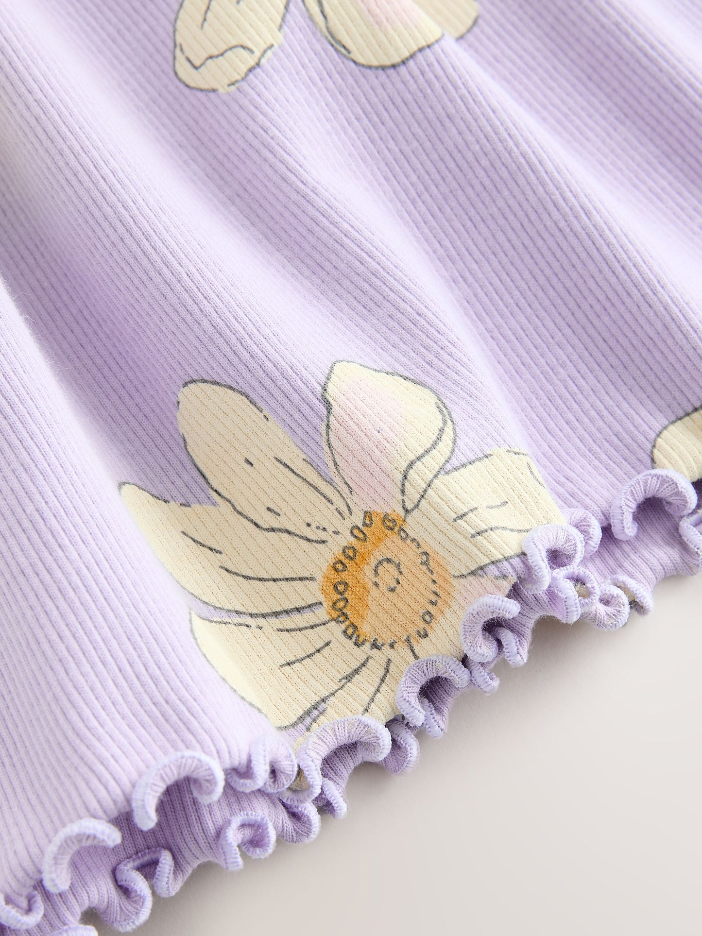 Lilac Daisy Short Sleeve Ribbed Dress (3mths-7yrs) image 3