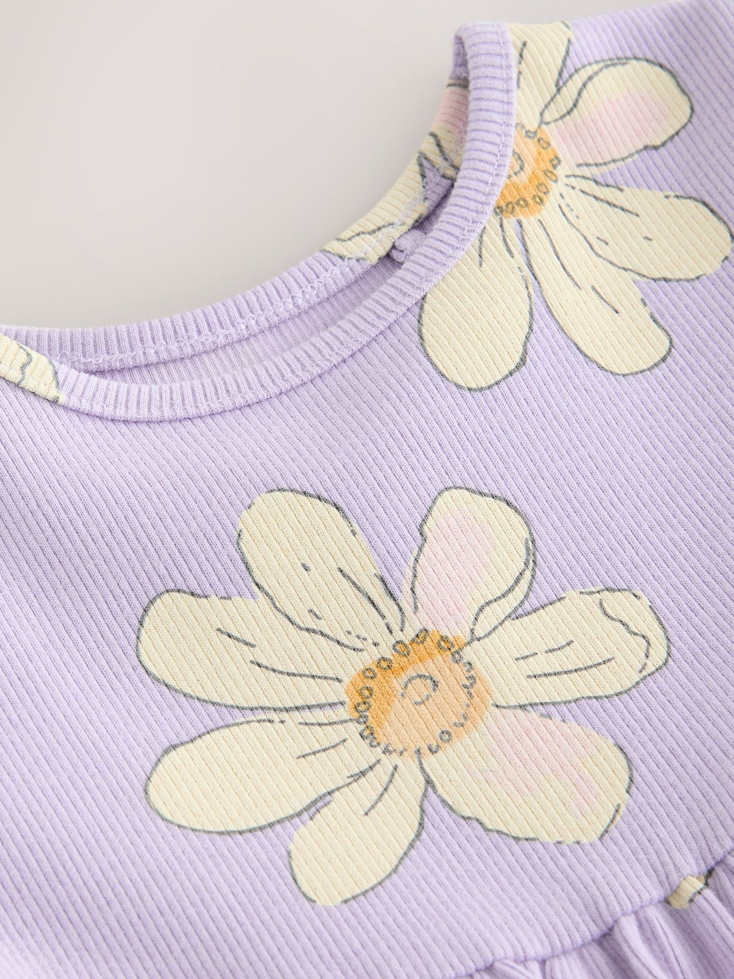 Lilac Daisy Short Sleeve Ribbed Dress (3mths-7yrs) image 4