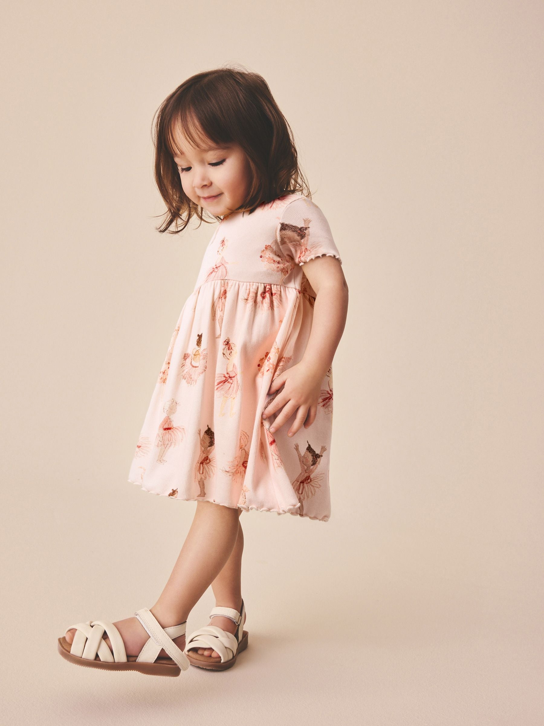 Pink Ballerina Short Sleeve Ribbed Dress (3mths-7yrs) image 2