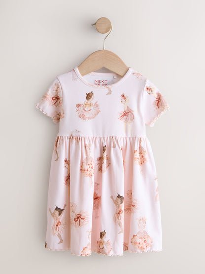 Pink Ballerina Short Sleeve Ribbed Dress (3mths-7yrs) image 4