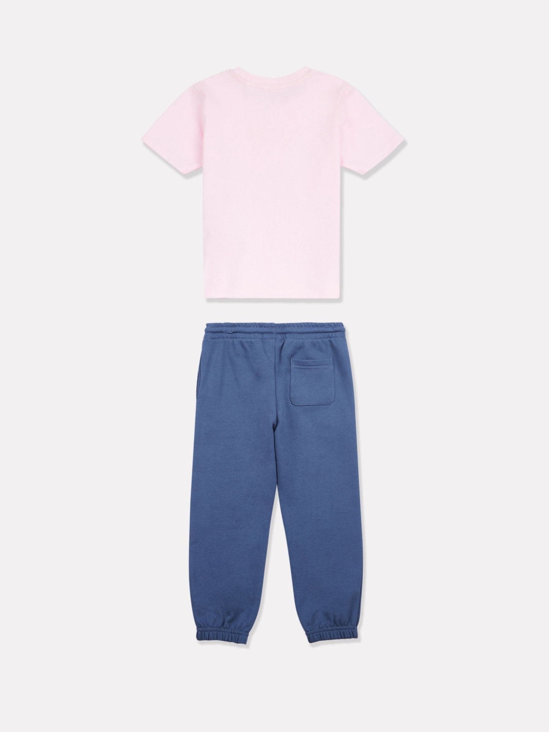 New Balance Pink NB Stacked Logo T-Shirt and FT Joggers Set image 2
