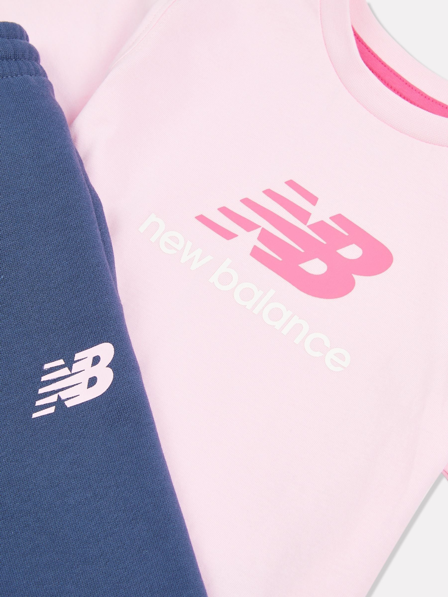 New Balance Pink NB Stacked Logo T-Shirt and FT Joggers Set image 3