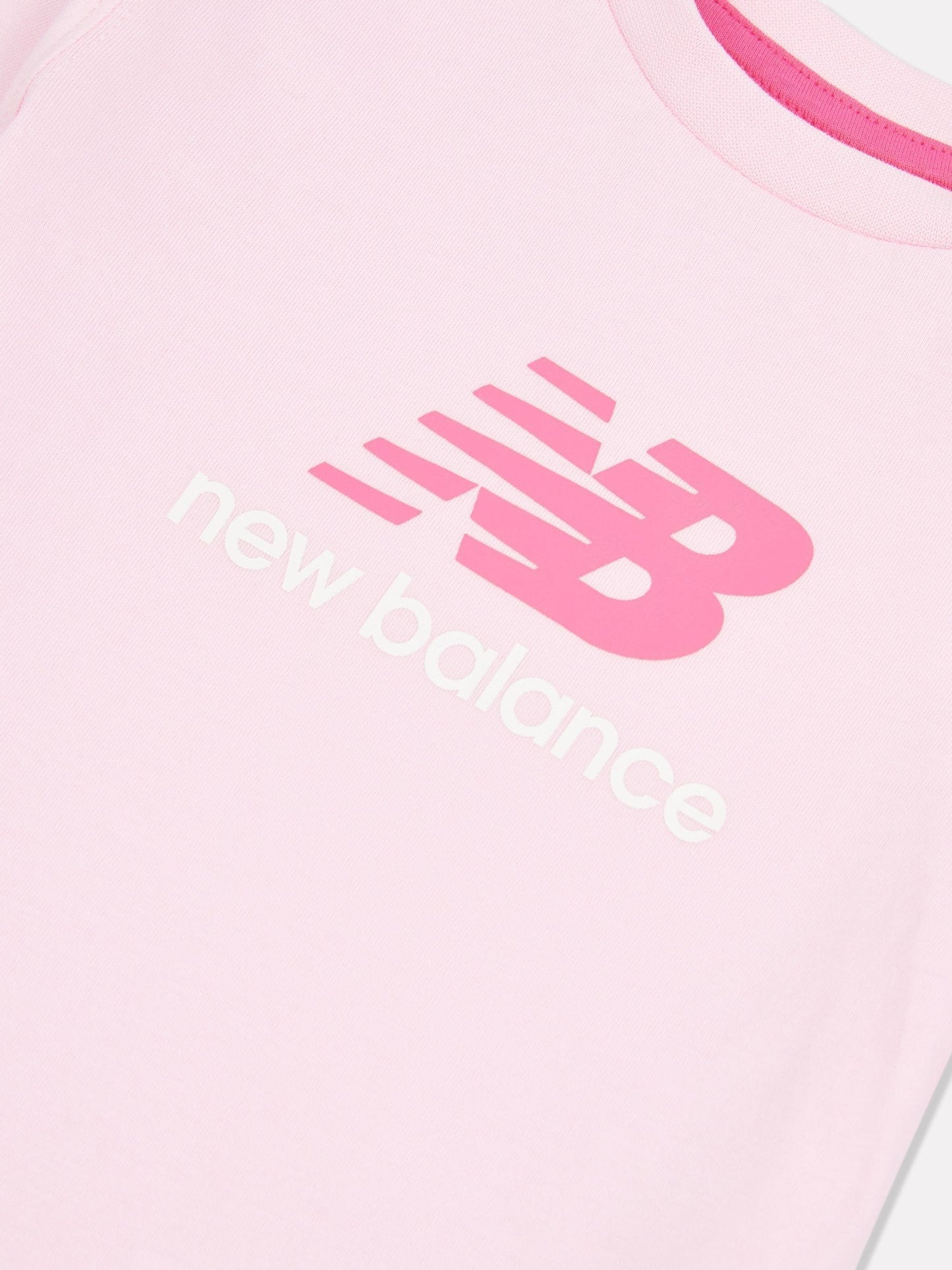 New Balance Pink NB Stacked Logo T-Shirt and FT Joggers Set image 4
