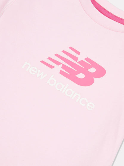 New Balance Pink NB Stacked Logo T-Shirt and FT Joggers Set image 4