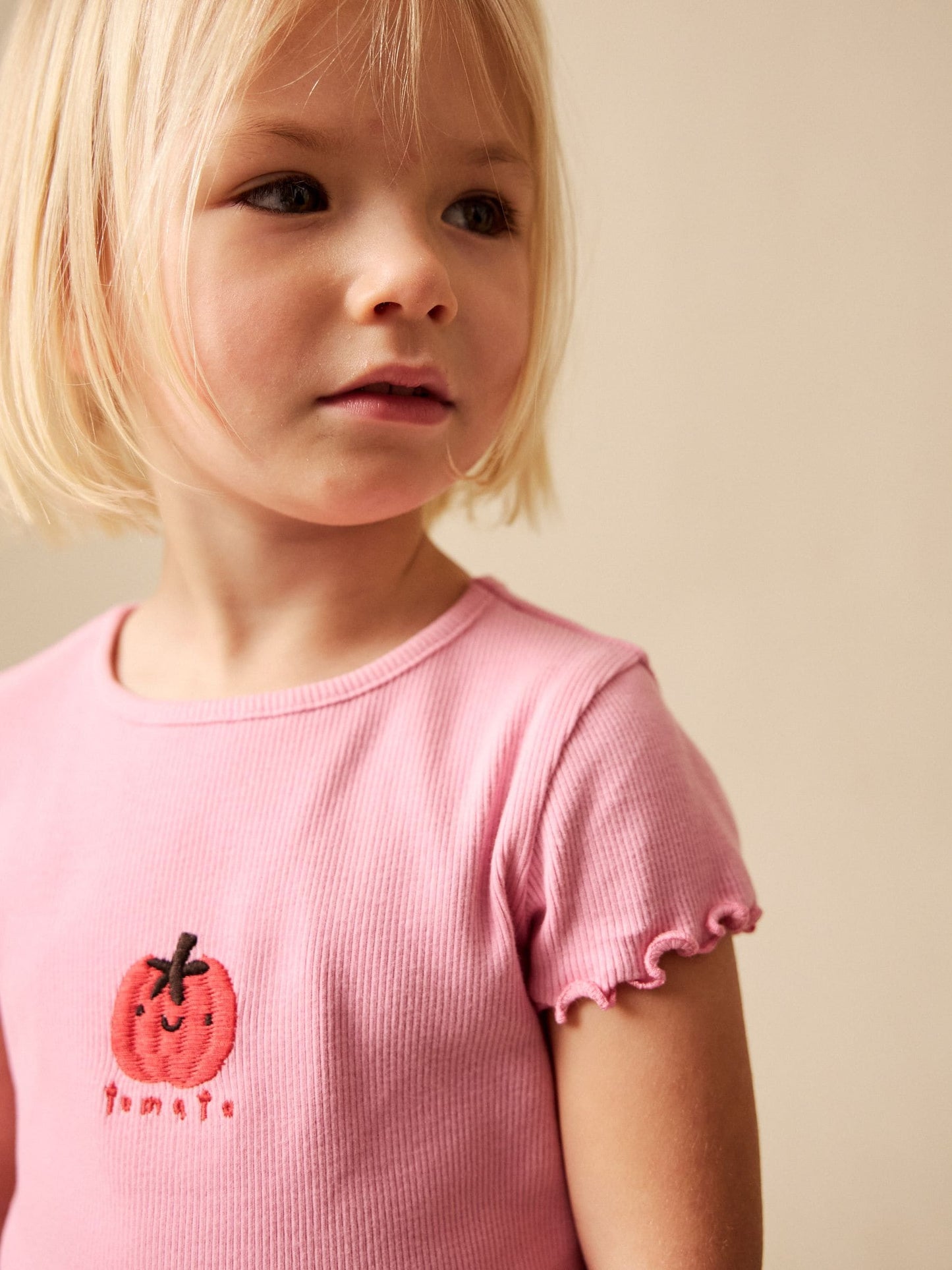 Pink Tomato Character Short Sleeve Ribbed T-Shirt (3mths-7yrs) image 3