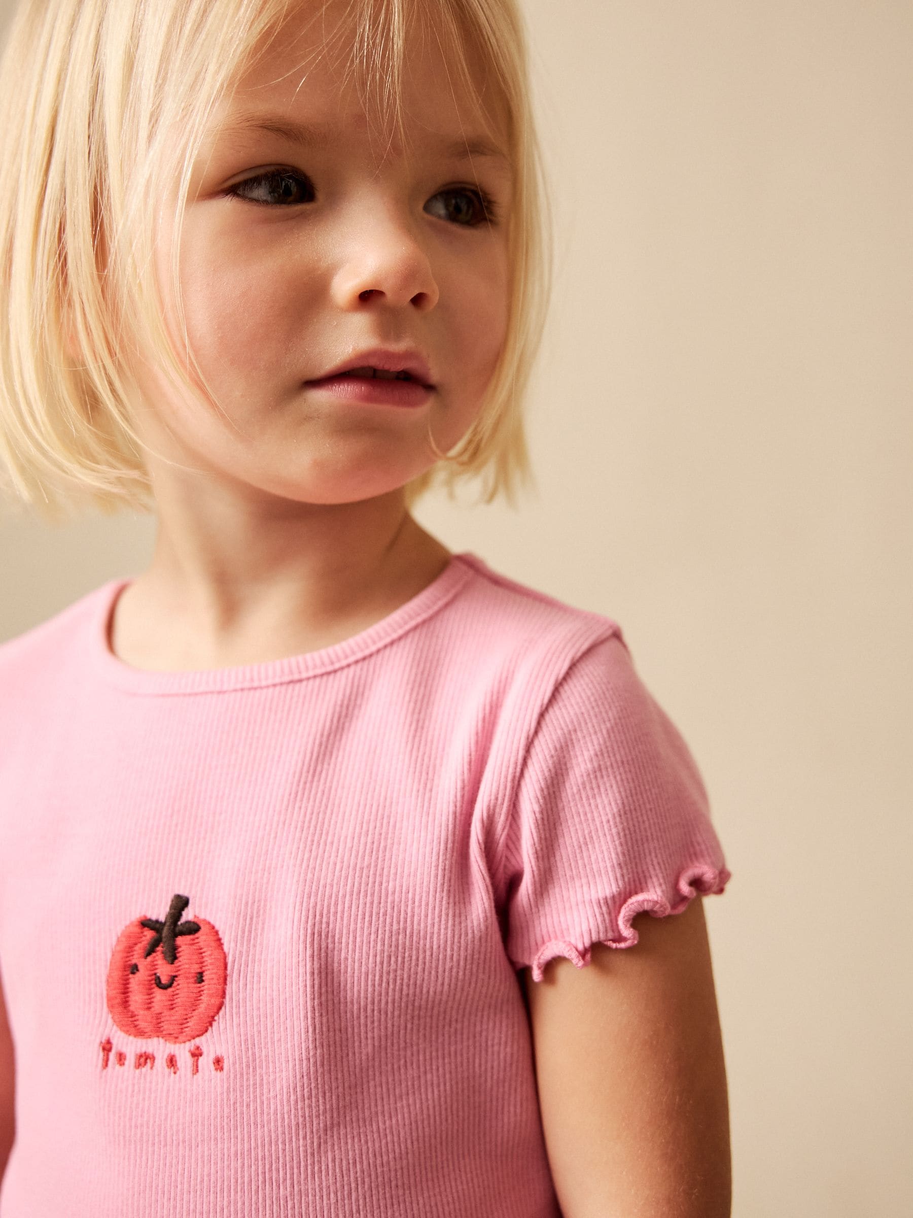 Pink Tomato Character Short Sleeve Ribbed T-Shirt (3mths-7yrs) image 3