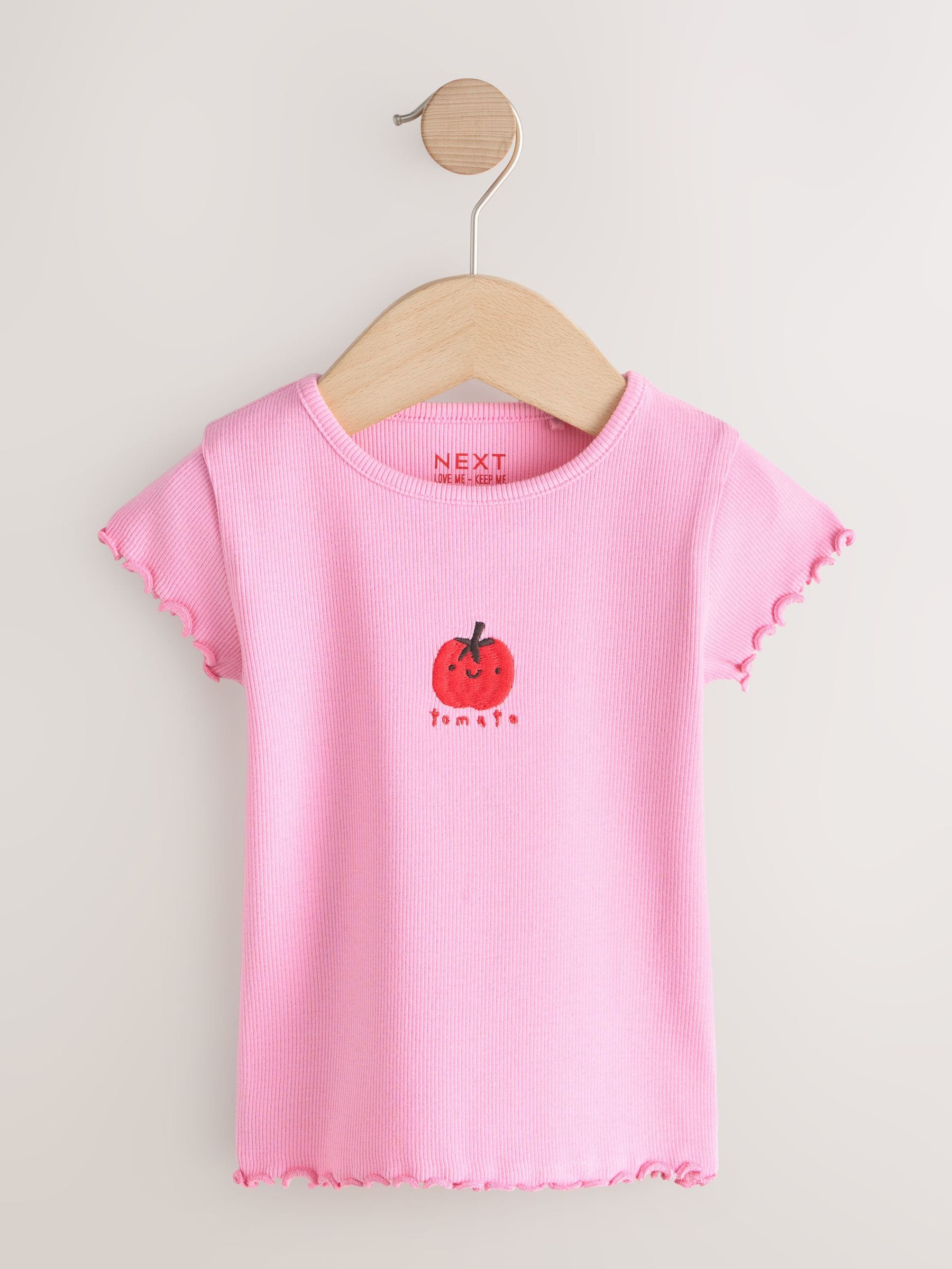 Pink Tomato Character Short Sleeve Ribbed T-Shirt (3mths-7yrs) image 4