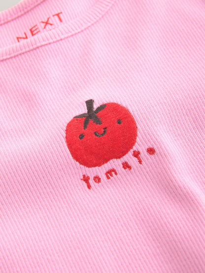 Pink Tomato Character Short Sleeve Ribbed T-Shirt (3mths-7yrs) image 6