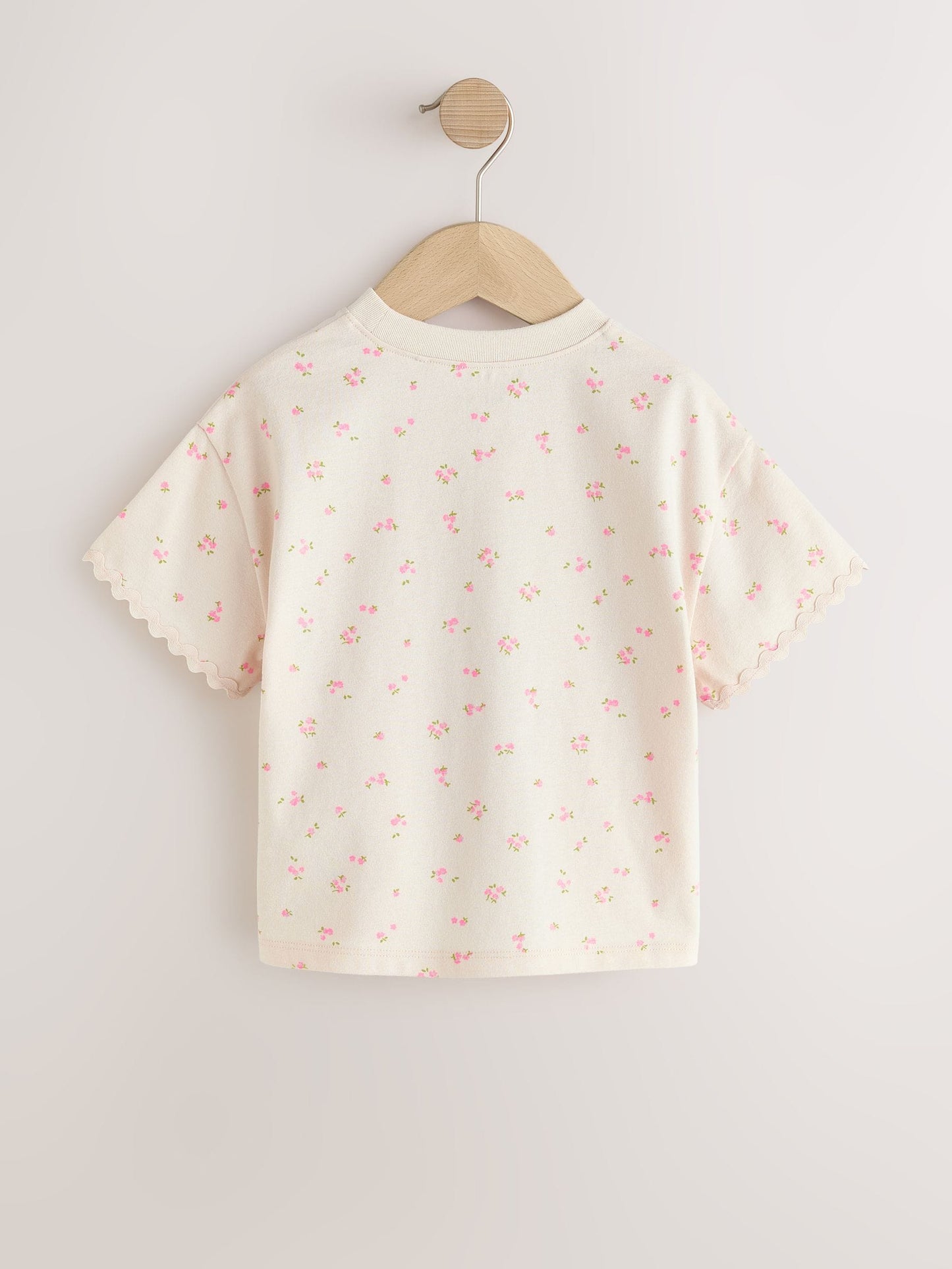 Ecru White Ditsy Floral Short Sleeve Ric Rac Trim T-Shirt (3mths-7yrs) image 5