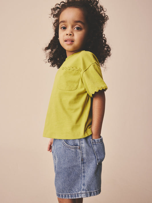 Green Short Sleeve Ric Rac Trim T-Shirt (3mths-7yrs) image 2