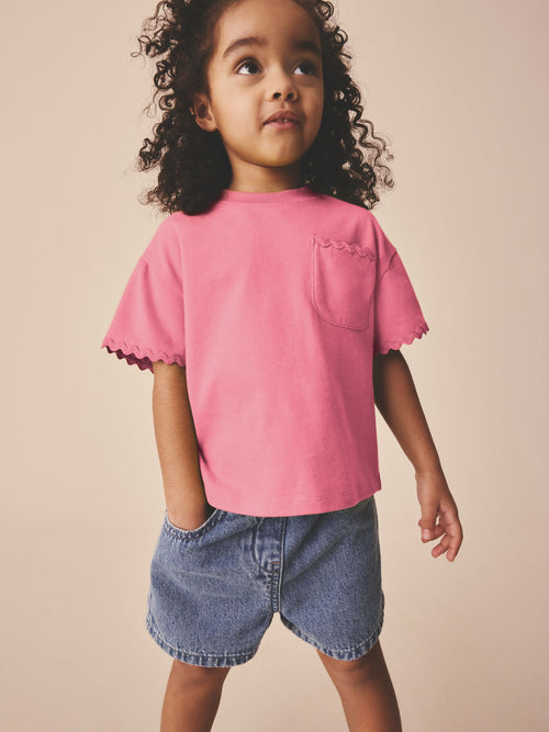 Pink Short Sleeve Ric Rac Trim T-Shirt (3mths-7yrs) image 1