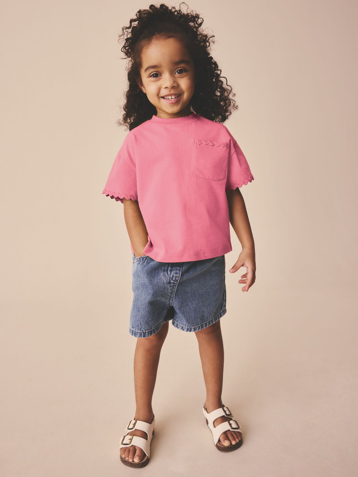 Pink Short Sleeve Ric Rac Trim T-Shirt (3mths-7yrs) image 3
