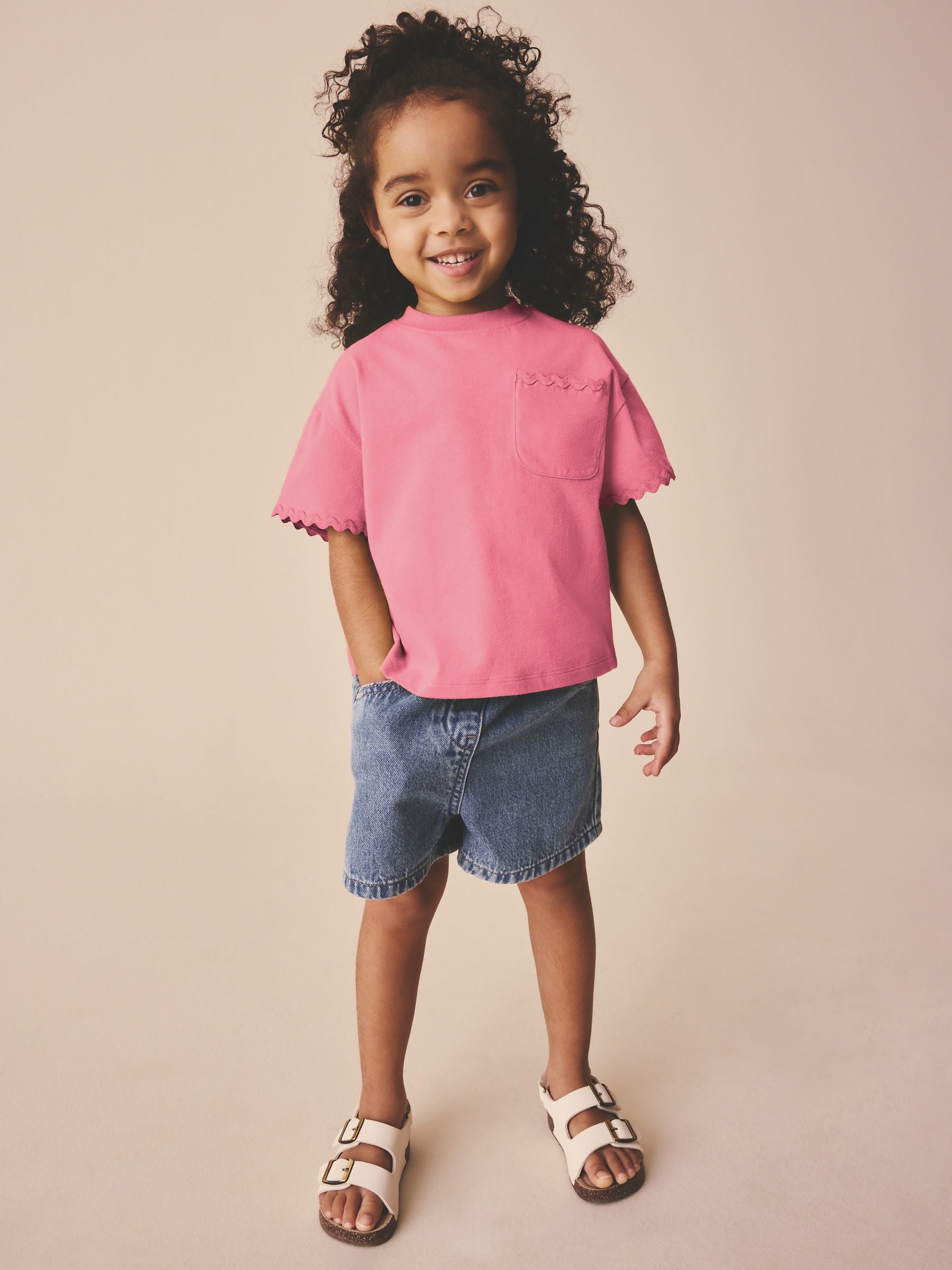 Pink Short Sleeve Ric Rac Trim T-Shirt (3mths-7yrs) image 3
